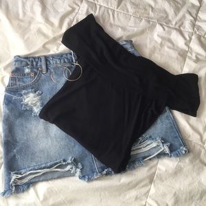 Black Off The Shoulder Sweater Bodysuit